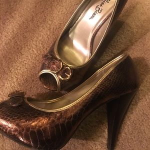Miss Bisou Snakeskin platform heels